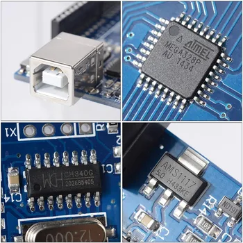 10pcs para UNO R3 Conselho de Desenvolvimento ATmega328P CH340 CH340G para o Arduino e R3 Com Reta Pin Header