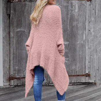 2020 outono casaco de lã grossa mulheres sólido batwing mangas compridas solta assimétrica casual casaquinho de malha street beat outwear