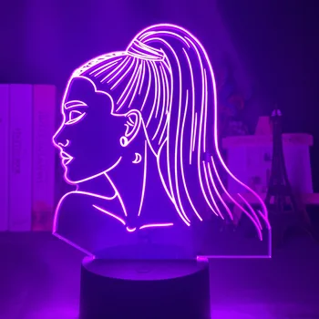 3d Acrílico Luz da Noite a Cantora Ariana Grande Dom do Sensor de Toque Mudança de Cor Secretária Lâmpada de Celebridade para os Fãs de Decoração do Quarto