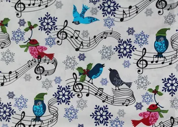 4pcs 35X25cm Colorido Nota da Música Pássaro cuco Pauta Sílaba Tecido de Algodão manta de Retalhos de Tecido costura de Roupas de Telas Têxteis
