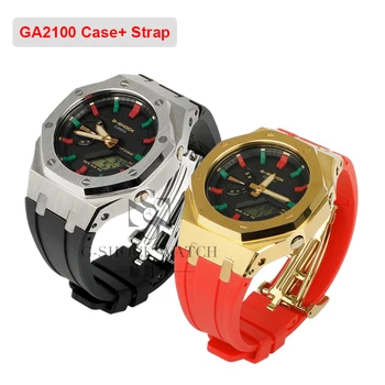 AP caixa de Metal Moldura para Casio G Shock GA2100 Pulseira pulseira de Borracha para o G-shock GA2110 GA-2100-1A GA-2100 Mens Watch Acessórios