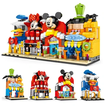 Disney Serices Clássico conto de fadas de Filme de Anime Blocos de Construção de Brinquedos do Minnie do Mickey Pato Modelo de castelo BlocksToy presentes para crianças