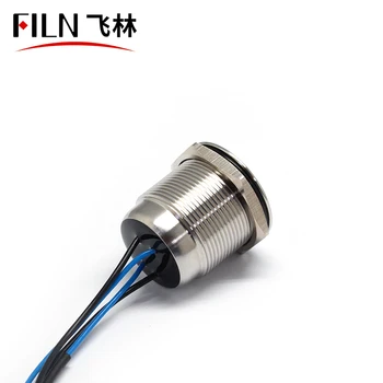 FILN 22mm 12V Anel de LED Momentânea Ou Lactching de Aço Inoxidável IP68 Impermeável Metal Vasos Interruptor de Botão de pressão com fio