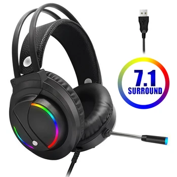 Jogos Fones de ouvido 7.1 Virtual Fone de ouvido com Fio 4D Estéreo de Luz do RGB Jogo de Fones de ouvido com Microfone para Xbox Um Computador Gamer PS4