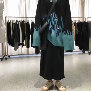 Oversize Punk Gótico De Malha, Pulôver Feminino Harajuku Streetwear Coreano Casual Natal Cardigans Mulheres Inverno Quente Novo 2020