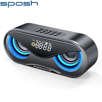 SPASH o Orador de Bluetooth LED sem Fio do Altifalante de Surround 3D Sound Rádio FM Relógio Despertador Apoio TF Cartão de Subwoofer Estéreo