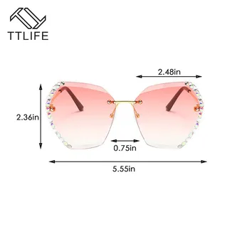 TTLFE Marrom Óculos de Diamante Mulheres Famosa Marca de Luxo de Design Sexy Diamante Praça de Óculos de Sol Feminino Sombras para Mulheres