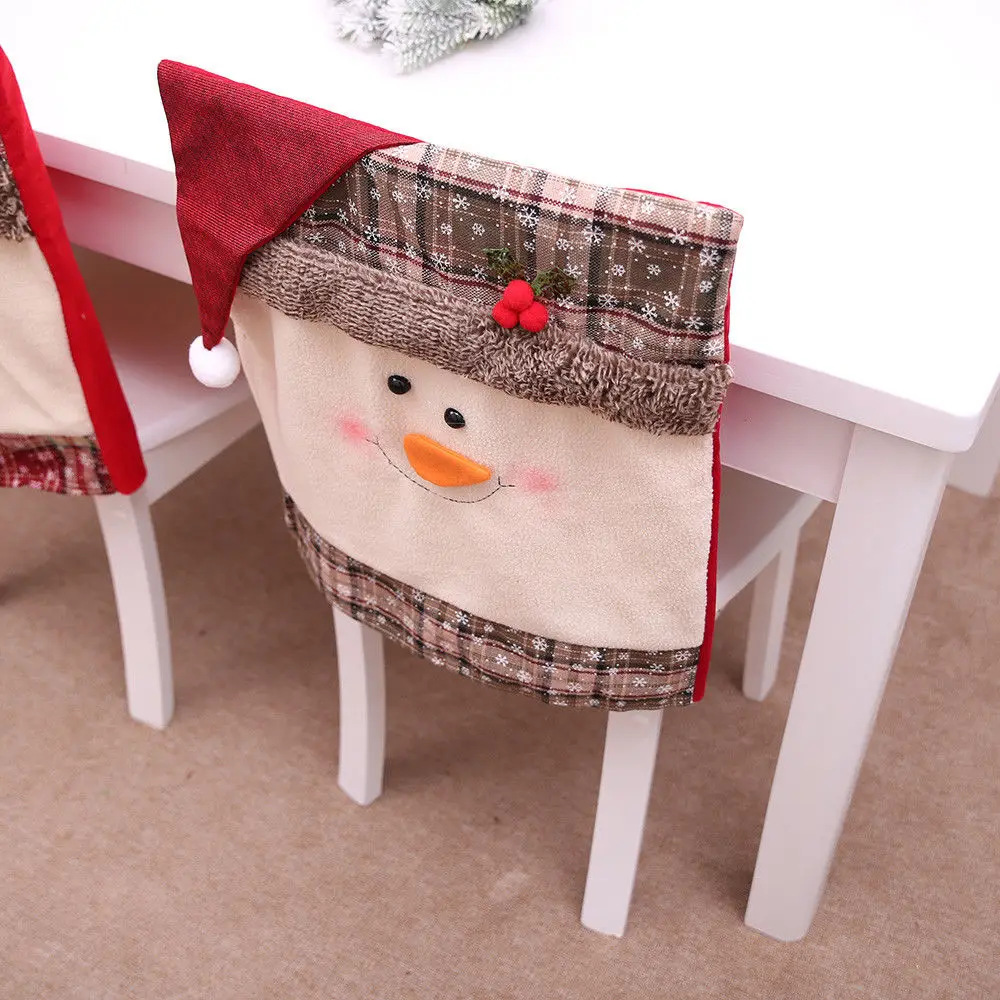 Capa De Cadeira De Natal Papai Noel Boneco De Neve Decorações Para Casa Cadeira Capa Traseira