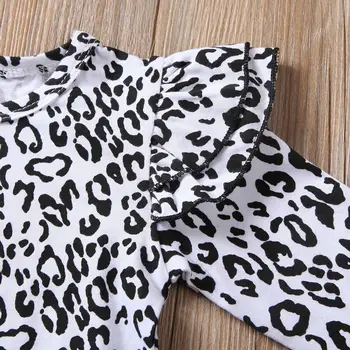0-24M Recém-nascido Bebê Crianças Roupas de Menina de Roupas Conjuntos de estampa de Leopardo de Romper Tops+Tutu Vestido Cabeça Conjuntos