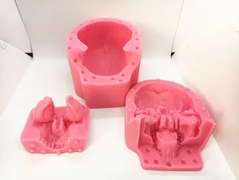 1:1 O Tamanho Real do Crânio 3D Fondant de Silicone Bolo de Moldes de Halloween da Série Crânio DIY Decoração Impressora Molde de Bolo de Ferramentas de Cozimento FM463