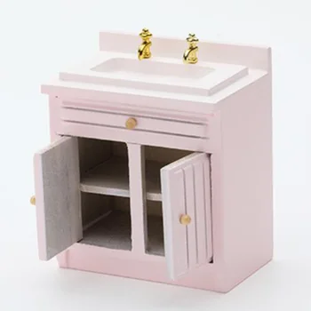 1/12 Casa De Bonecas Em Miniatura Artesanal Da Pia Da Cozinha Com Móveis Modelo De Acessórios