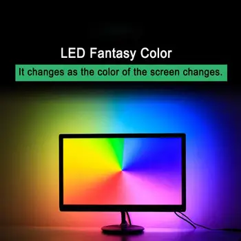 1-5M Colorido LED Strip TV PC Sonho de Ecrã USB 5V 60 Tiras de LED DIY luz de fundo de Tira Decorativa Casa Decoração do Natal Luzes