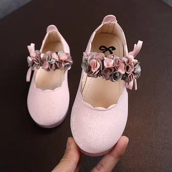 1-6 Ano De 2020 Criança Sapatos De Couro De Flor De Menina Sapatos Da Moda Vestido De Princesa Sapatos De Couro Para Crianças De Salto Baixo Bebê Sapato
