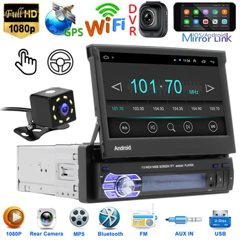 1 DIN com Tela Dobrável Auto MP5 Player Bluetooth wi-FI AUX 10.1 Android GPS de Navegação de Rádio FM do Carro Autoradio