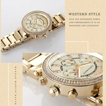 1 conjunto de Dropship das Mulheres Subiu de Ouro de alto Luxo da Marca de Quartzo, cristal de rocha de Moda Impermeável Relógios de pulso earings Vestido feminino relógio