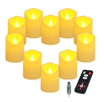 10 Led Flameless Velas Seqüência de Luzes USB Plug Cintilação Velas LED Decorações Celebração do Festival,Dia dos Namorados,Festa
