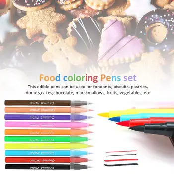 10 PC Comestíveis Pigmento Caneta de Desenho Biscoitos Decoração de bolos Ferramenta de Macaron alimentos de coloração marcadores de Bolo de DIY Bolo de Pintura Acessórios