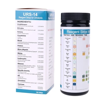 100 Tiras URS-14 Teste de Urina Tira de Papel 14 Parâmetros Cetona Calcuim Glicose... U4LA