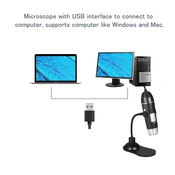 1000X usb digital microscópio Microscópio biológico da lente de aumento de 0.3 MP Câmera de 8 DIODO emissor de Luz Lupa de Ampliação com Suporte