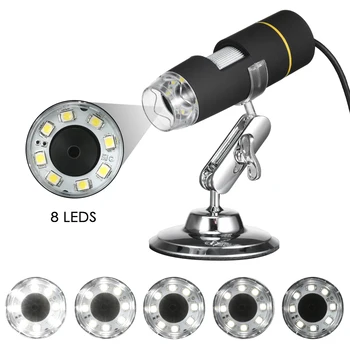1000X usb digital microscópio Microscópio biológico da lente de aumento de 0.3 MP Câmera de 8 DIODO emissor de Luz Lupa de Ampliação com Suporte
