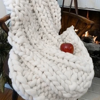 100X120cm Nova Quentes Artesanal Tricotar Chunky Cobertor Grosso Linha de Cama, Decoração