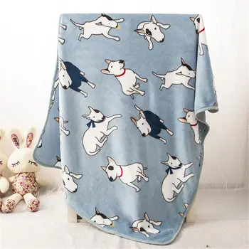 100x75cm Soft Flannel Bull Terrier Blanket for Pet Bed Mat office Nap Baby Towel NEW