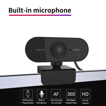 1080P HD Webcam Rotativo de focagem automática USB 2.0 PC Desktop Web Câmera Mini-Computador na Web Cam, Gravação de Vídeo ao Vivo o Trabalho de Conferência
