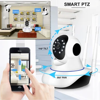 1080P Interior wi-Fi da Câmara Smart do Surveillance da Segurança Home da Câmera do IP do CCTV de 360 PTZ Monitor de Bebê / animal de Estimação / Babá sem Fio Wi Fi Cam