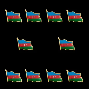 10PCS Azerbaijão Nacional Banhado a Ouro Bandeira Cor de Lapela Pinos de Segurança Para Oficial de Terno Decorações