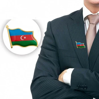10PCS Azerbaijão Nacional Banhado a Ouro Bandeira Cor de Lapela Pinos de Segurança Para Oficial de Terno Decorações