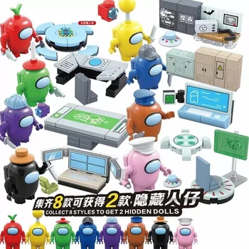 10Pcs/Set Entre Nós Anime Amigos dos desenhos animados Jogo de Figuras de Bonecos de Natal Brinquedos MOC Blocos de Construção de Brinquedos Para Crianças Tijolos Crianças