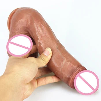10inch Realista Vibrador Mulheres Masturbador Com Ventosa Grande Enorme Pênis de Silicone Pau Grande Feminino Adulto Erótico Brinquedos Sexuais Plug Anal