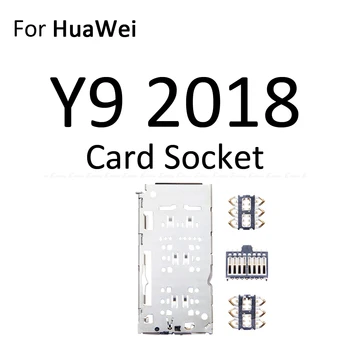 10pcs/lot Sim Cartão Micro SD de Soquete Titular Adaptador Recipiente Slot do Conector da Bandeja do Leitor Para HuaWei Y9 2019 2018 JKM-LX1 LX2 LX3