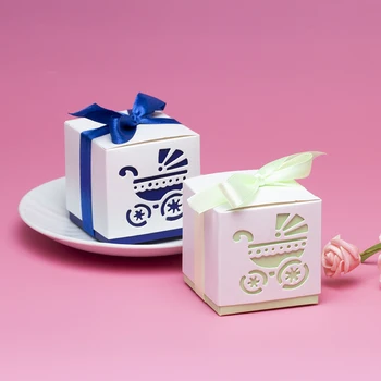 10pcs/saco de Doces Bonito Caixa carrinho de Bebê Azul e cor-de-Rosa de Presente de Papel, Caixas de Decoração Para as Crianças da Festa de Aniversário de DIY do Chuveiro de Bebê Suprimentos