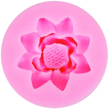 10pcs/set 3D Florescendo Lotus Fondant Molde de Vela do Molde de Doces Artesanais de Chocolate Molde de Silicone de Decoração de Sabão Ferramentas M594,4.6*1,6 cm
