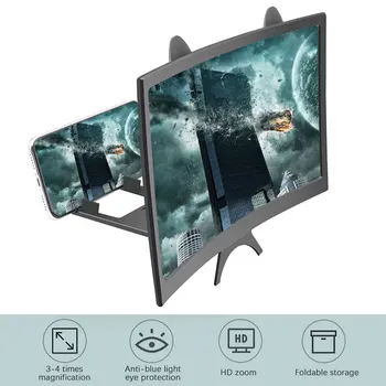12 polegadas em 3D tela do telefone móvel lupa design dobrável de vídeo HD lupa assistir filme 3D smartphone titular