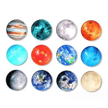 12Pcs Vidro de Cristal de Lua, Planetas Decorativos Ímãs de Geladeira Armário Adesivos sala de Aula Office Quadro Gadget Desenvolver Brinquedos