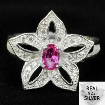 19x19mm SheType Forma de Estrela de Real Safira Rosa Branco CZ Presente Para Senhoras Sólida prata 925 Anéis de Prata Esterlina