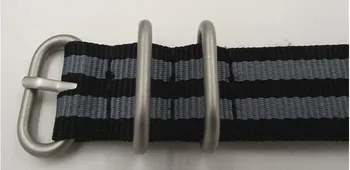 1PCS de 18mm 20mm 22mm 24mm otan tiras de Jateamento de Esferas de Aço Inoxidável pesado polonês dull cinta de nylon pulseiras pulseiras de relógio -NS0112