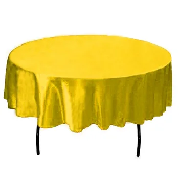 1pc 145 cm Redondo de Cetim Toalha de mesa de Ouro Branco Azul Marinho Tabela de Capa de Pano Para o Hotel, Casa, Cozinha, Decoração de Mesa de Festa de Casamento