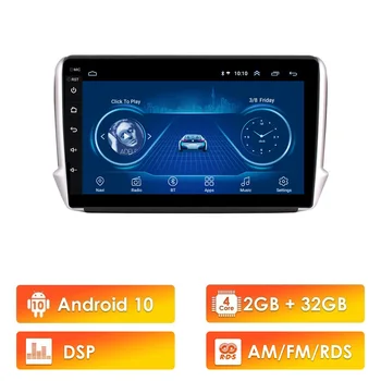 2 Din Android de 10 RDS DSP Rádio do Carro da Peugeot 2008 208 sistema Multimídia de 2012 - 2018 Navegação GPS a unidade principal do Android WIFI