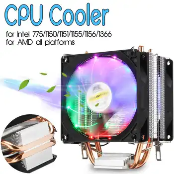 2 Heatpipes de Cobre de Cooler 3pin Duplo Ventoinha de Resfriamento de LED RGB para Intel LGA1150/1151/1155/1156/1366/775 para a AMD AM2/AM2+/AM3/AM3+