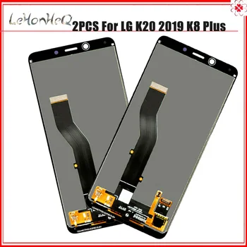 2 Pcs Muito Original Moldura do Lcd para Lg K20 2019 Tela Lcd Touch screen Digitalizador para Lg K8 Mais Lm-x120 Lmx120emw Tela