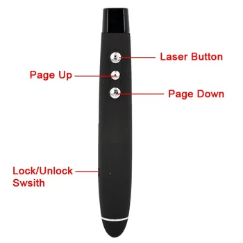 2 em 1 USB Laser Pointer Pen Controle Remoto Poderoso e Função de Office Ponteiro Laser Vermelho Ensinar Caneta apresentador para o Powerpoint