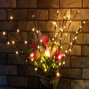 20 as Lâmpadas de LED LED de Salgueiro Ramo de Luzes Natural de Altura Vaso de Enchimento Galho Iluminado Ramo de Casamento de Natal Luzes Decorativas Branco