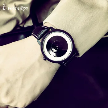 2018 Enmex estilo criativo de couro genuíno relógio de pulso Foco especiais em tempo de design acertar a cor da moda casual relógio de quartzo