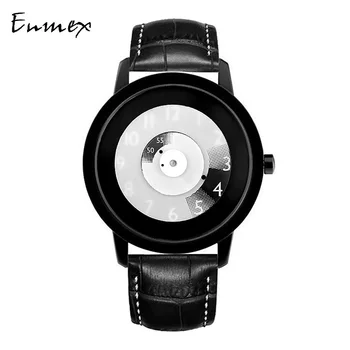 2018 Enmex estilo criativo de couro genuíno relógio de pulso Foco especiais em tempo de design acertar a cor da moda casual relógio de quartzo