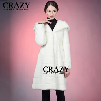 2019 S - 5XL 6XL 7XL Inverno Quente Artificial Decente Vison de Faux Fur Casaco com Capuz Branco Luxo Falso Casacos de Pele de Mulheres Plus Size Pano