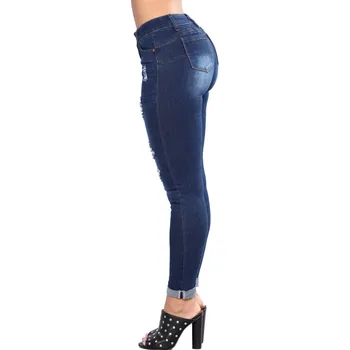 2019 Venda Quente Mulheres Buraco Magro Lápis, Calças Jeans Stretch Magro Calças De Fitness Calças Vaqueros Mujer