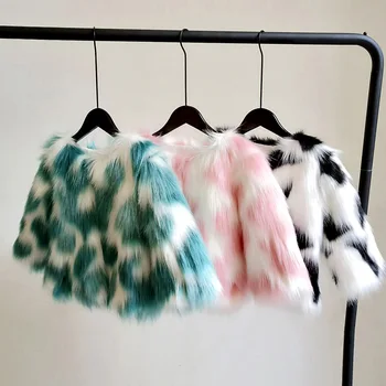 2019 casaco de Inverno para crianças /infantil multicolorido faux fur casaco / Baby girl glam faux fur casaco / brasão de Meninas